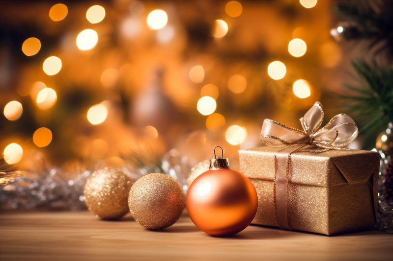 christmas background holiday gold new year snowflakes decoration card tree dark christmas. Generative AI.