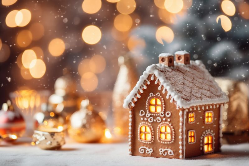 tree card christmas snowflakes decoration text new background christmas holiday space gold year. Generative AI.