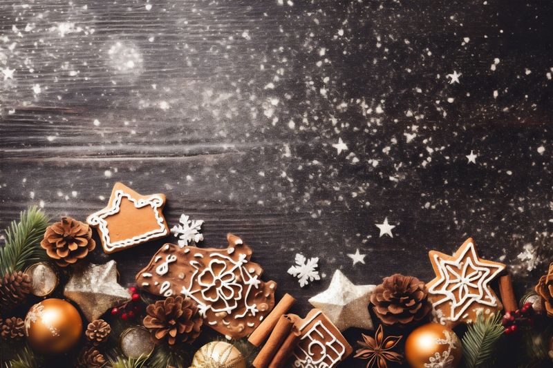 christmas new tree snowflakes holiday year background decoration card bauble christmas gold. Generative AI.