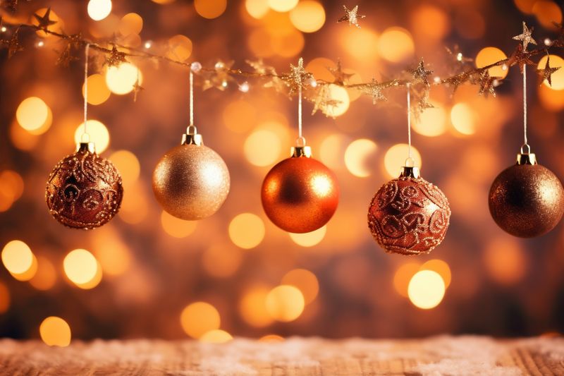 decoration card background holiday gold christmas year christmas new tree celebration snowflakes. Generative AI.