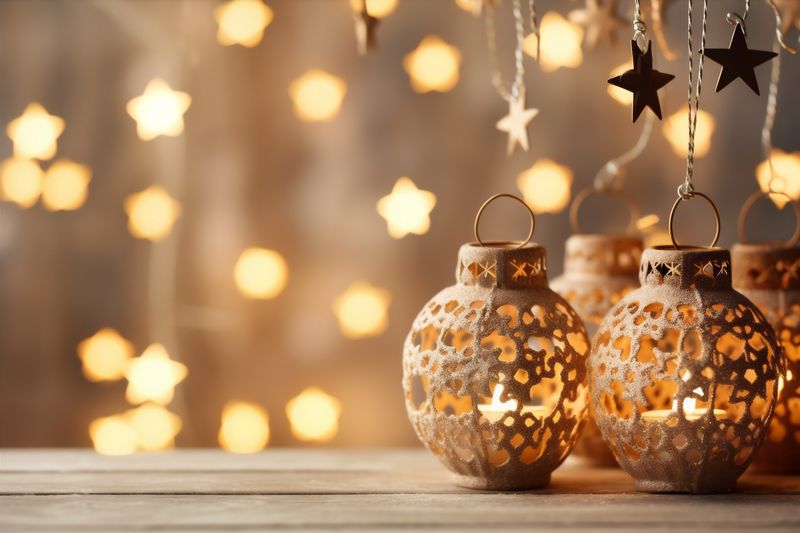 christmas gold new christmas background holiday year snowflakes decoration card border tree. Generative AI.