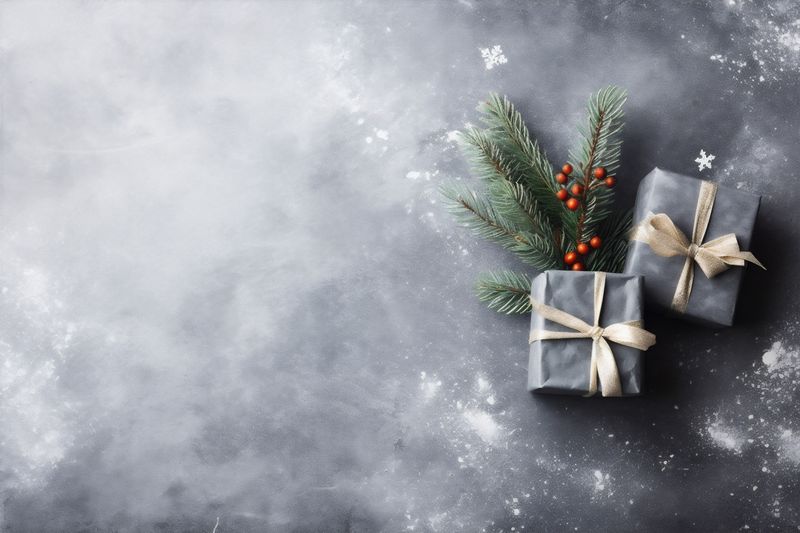 snowflakes party year holiday gold card christmas christmas decoration background new tree. Generative AI.