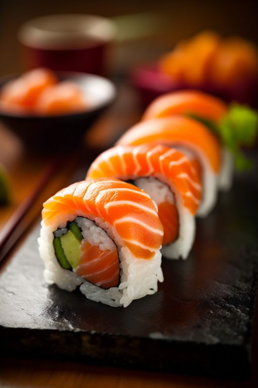 food roll japan seafood meal rice japanese set sushi fish. Generative AI.