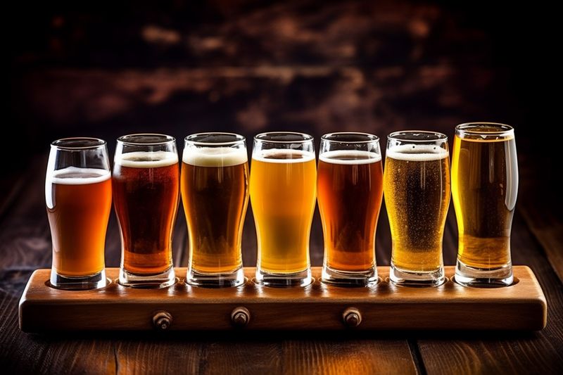 lager drink alcohol beverage glass pub pint beer gold foam. Generative AI.