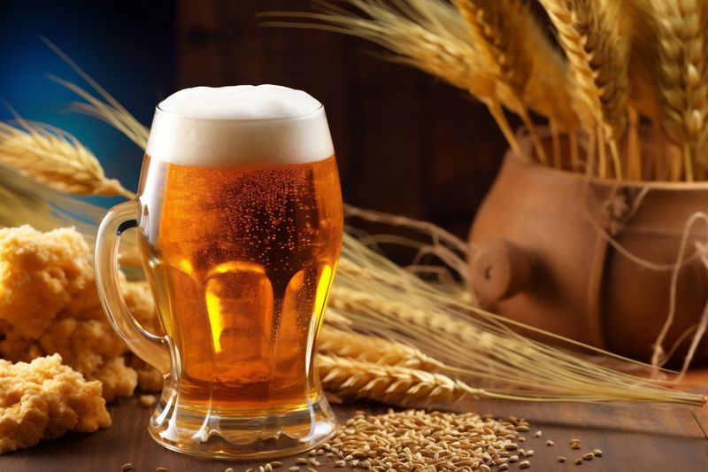 pub beverage foam pint alcohol glass drink beer gold lager. Generative AI.