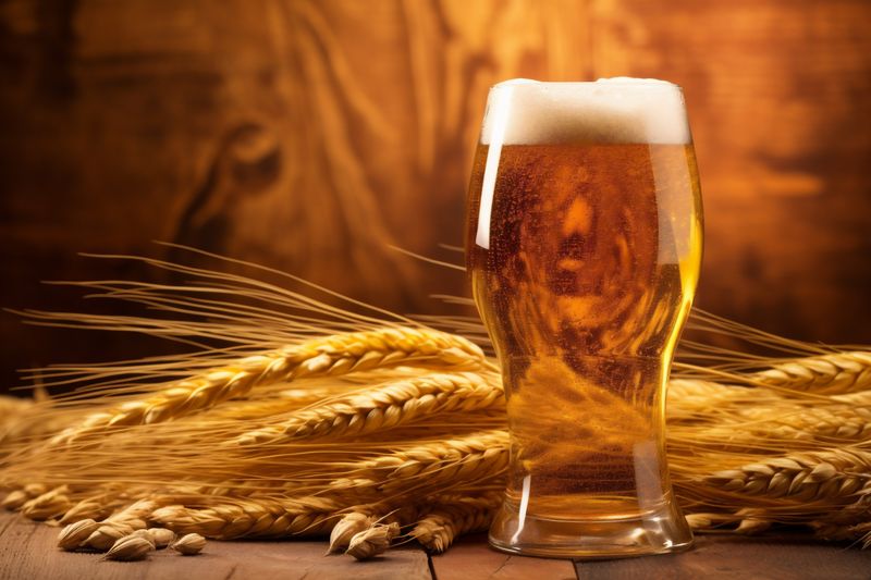 beer pub alcohol glass lager foam drink pint gold beverage. Generative AI.