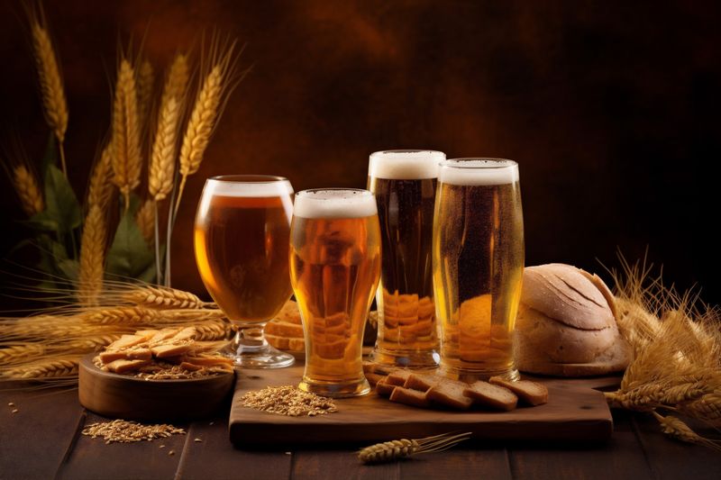 pub beverage glass gold drink lager pint foam alcohol beer. Generative AI.