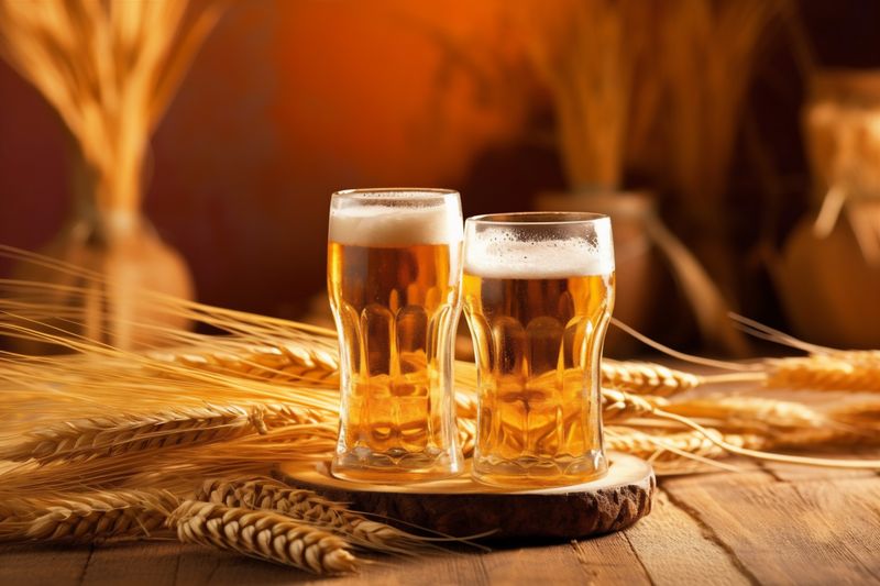 beer beverage glass lager alcohol drink foam pint gold pub. Generative AI.