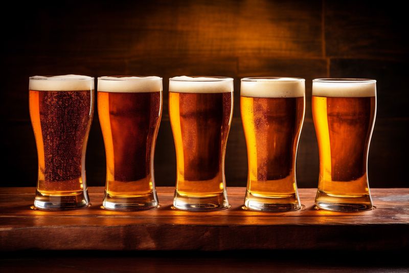 beer foam glass lager pint pub drink alcohol beverage gold. Generative AI.