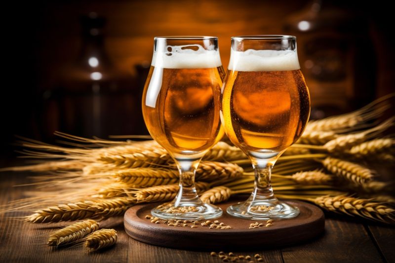 glass gold pub drink pint lager alcohol beer beverage foam. Generative AI.