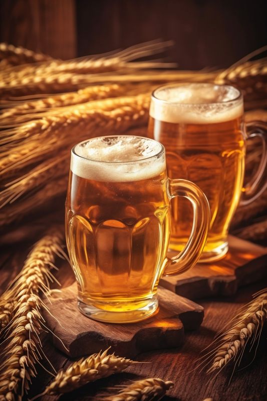 beer foam beverage glass drink gold pub alcohol pint lager. Generative AI.