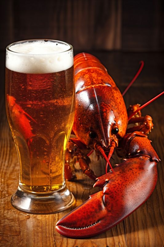 crayfish seafood crawfish beer red glass healthy crab food background snack. Generative AI.
