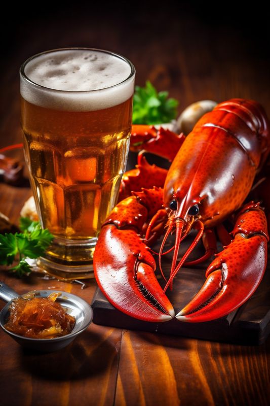 seafood crab background food crayfish animal glass crawfish snack red beer. Generative AI.