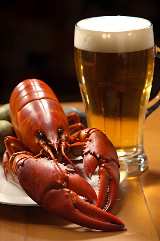 red beer snack crayfish background seafood mug crab food crawfish glass. Generative AI.