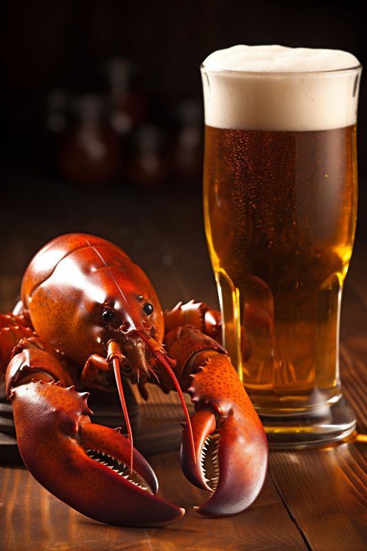crawfish glass snack background crayfish crab beer food seafood red gourmet. Generative AI.