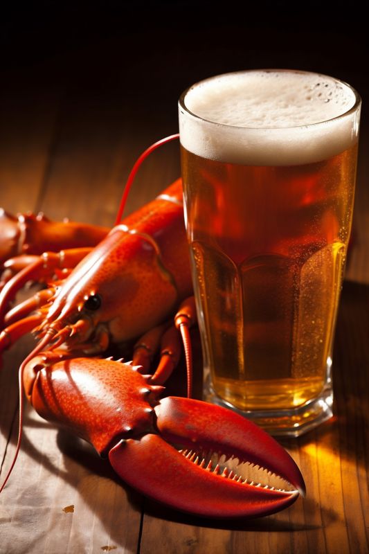 seafood tasty red snack crayfish glass crawfish beer background crab food. Generative AI.