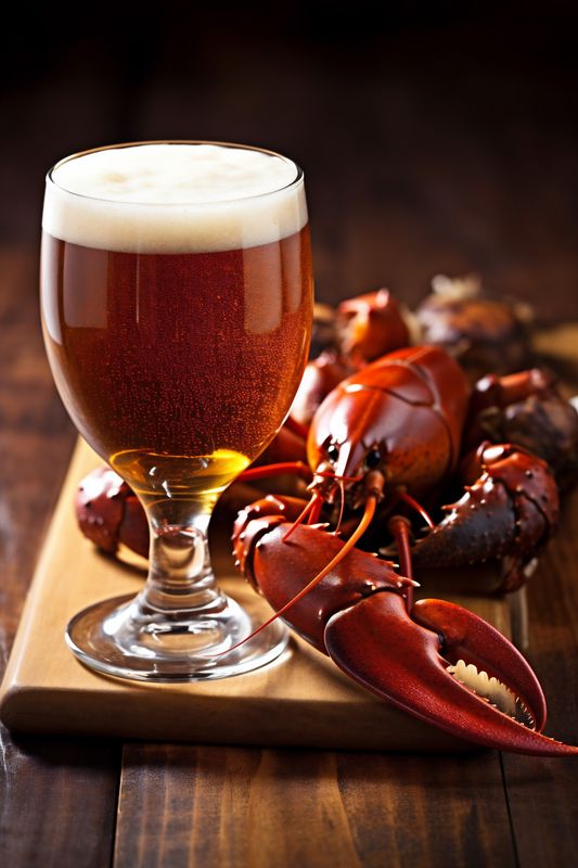 crab red black seafood food glass snack background crawfish beer crayfish. Generative AI.