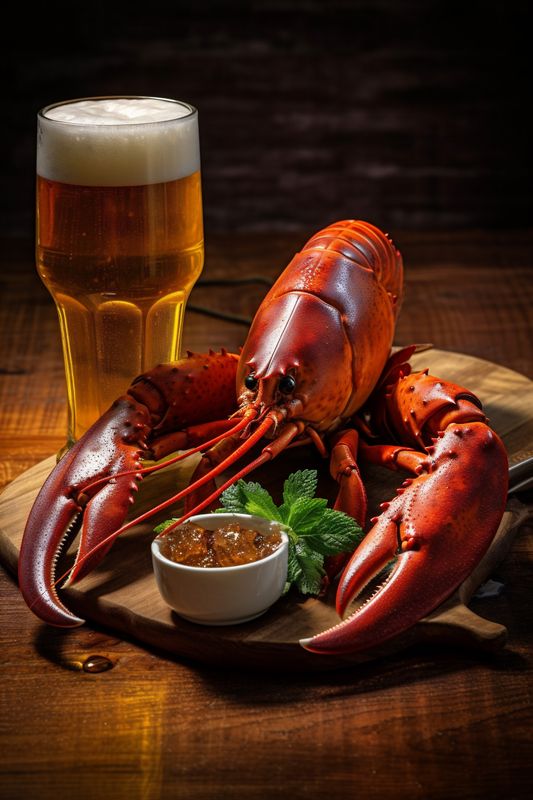 snack crab seafood crawfish background glass beer red food crayfish shellfish. Generative AI.