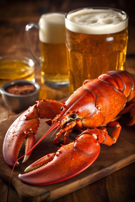 crab red rustic beer seafood crayfish food glass background crawfish snack. Generative AI.