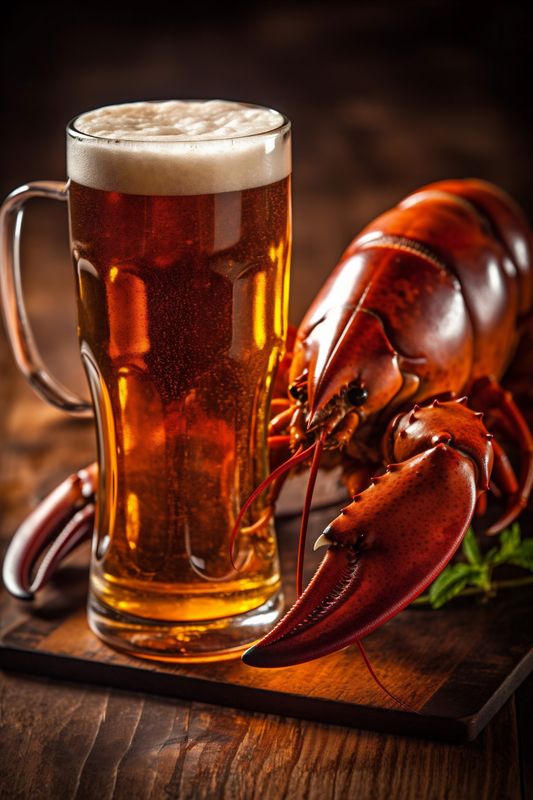snack seafood crayfish claw glass crab food red beer crawfish background. Generative AI.