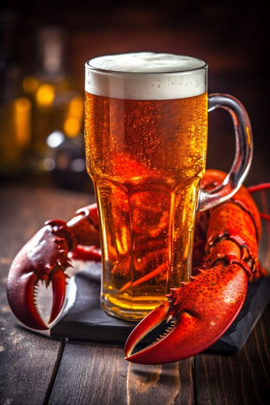 seafood glass red snack party crawfish background crab crayfish food beer. Generative AI.
