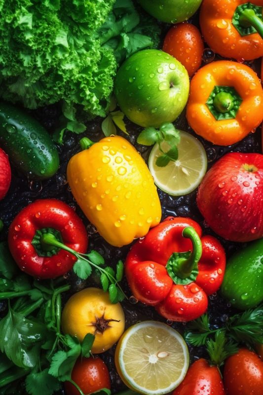 fresh organic vegetarian freshness healthy green background close-up drop water vegetable food. Generative AI.