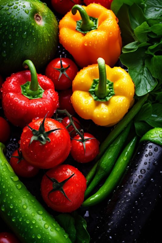 vegetable organic green close-up fresh background water food drop vegan healthy vegetarian. Generative AI.