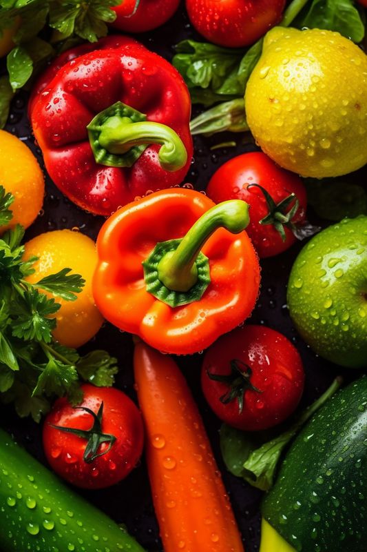 close-up organic food vegetable healthy green isolated drop background water vegetarian fresh. Generative AI.