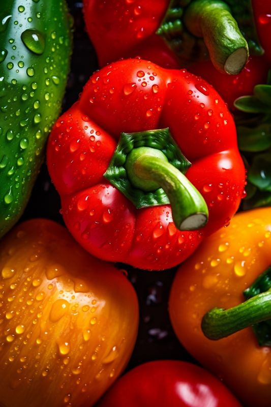 background green healthy table fresh vegetable water vegetarian food close-up drop organic. Generative AI.