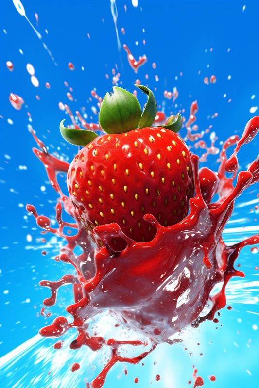 fruit freshness red blue strawberry healthy background food fresh water splash. Generative AI.