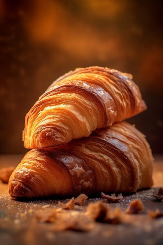 morning bakery croissant france background table cup background bokeh drink breakfast food. Generative AI.