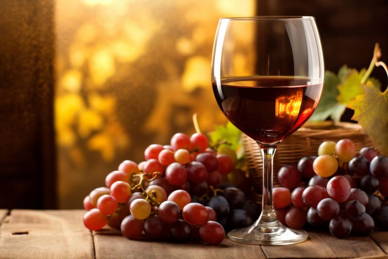 glass alcohol lifestyle food drink winery beverage bottle wine grape background. Generative AI.