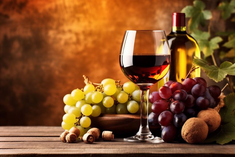 background beverage bottle nature grape drink glass winery food wine alcohol. Generative AI.