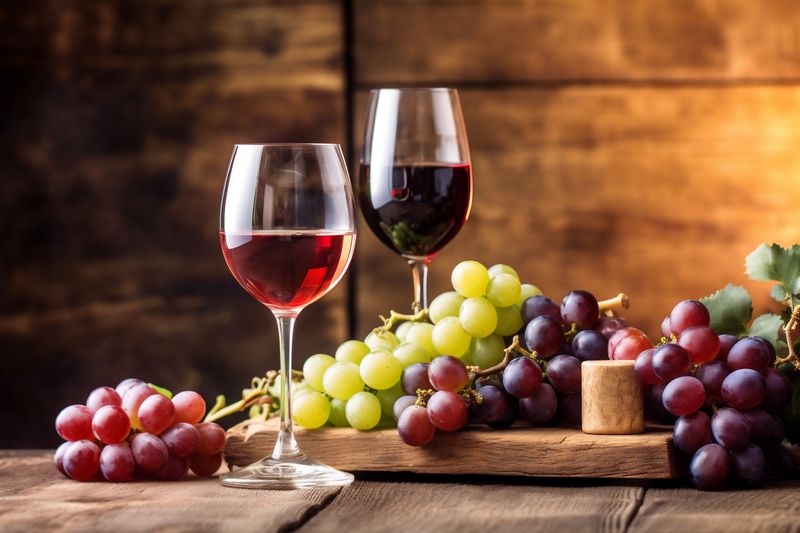 grape bunch winery beverage drink bottle food wine background alcohol glass. Generative AI.