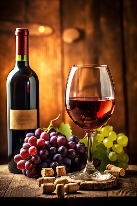 alcohol winery food wine taste glass background drink bottle beverage grape. Generative AI.
