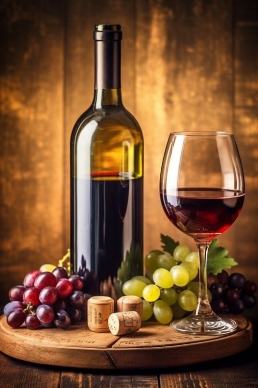 glass taste winery bottle food drink background beverage alcohol grape wine. Generative AI.
