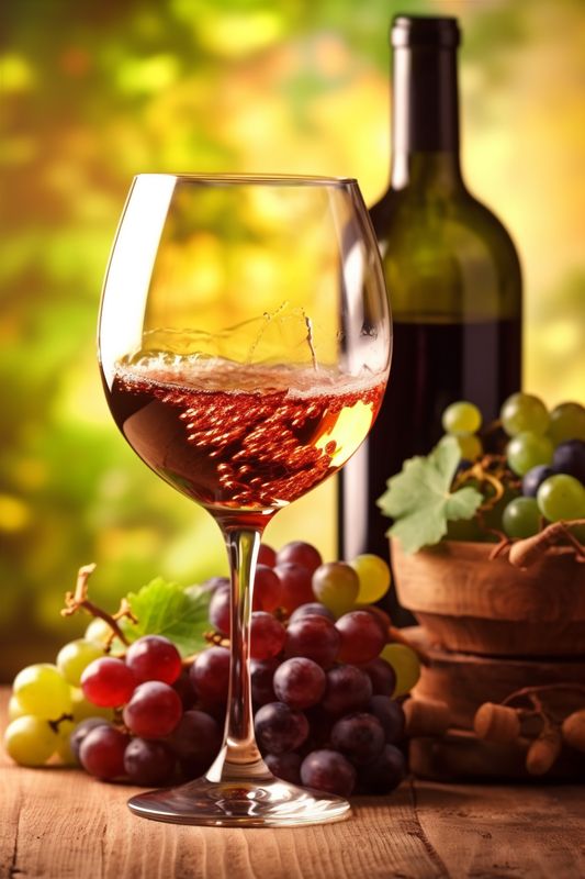 drink grape wine vintage winery bottle food glass alcohol beverage background. Generative AI.
