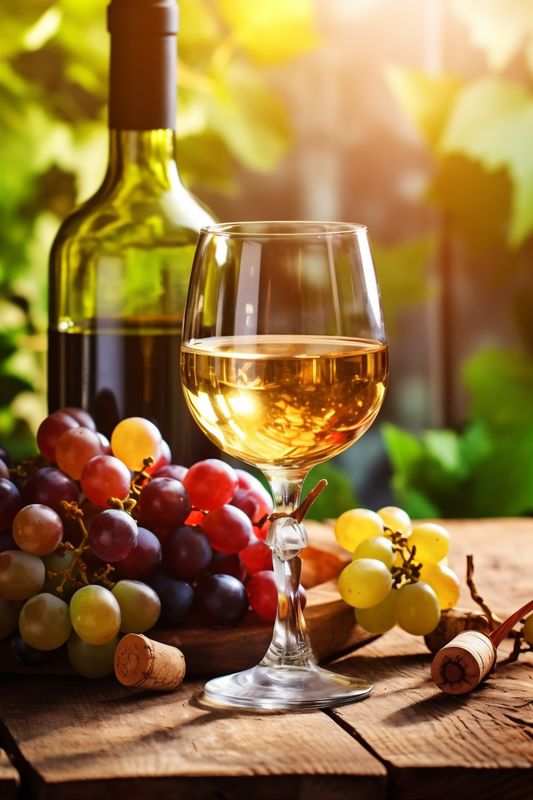 food bottle drink background alcohol beverage grape glass wine party winery. Generative AI.