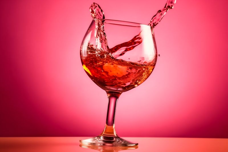 liquid party alcohol gradient background wine event drink red closeup glass. Generative AI.