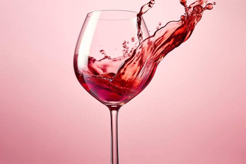 glass alcohol drink red gradient liquid background wine party closeup sauvignon. Generative AI.