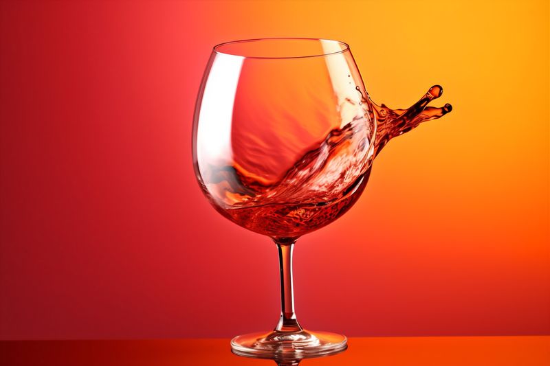 drink closeup liquid wine splash alcohol background red glass party gradient. Generative AI.