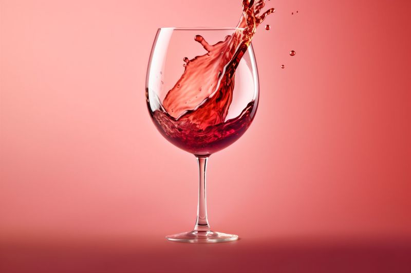 background drink wine party transparent liquid glass red closeup gradient alcohol. Generative AI.