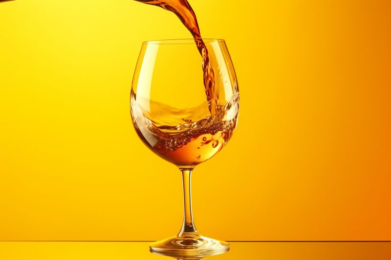 party background liquid wine transparent closeup alcohol red drink glass gradient. Generative AI.