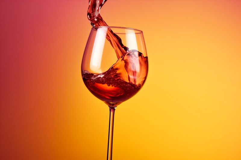 liquid party alcohol wine red gradient glass background drink closeup event. Generative AI.