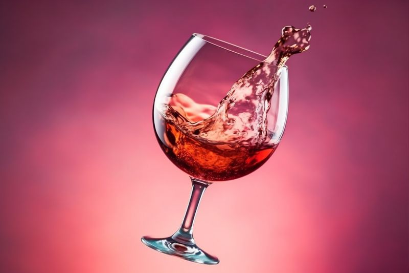 background wine glass gradient epicure liquid red party alcohol drink closeup. Generative AI.