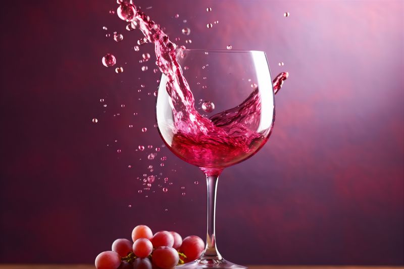 gradient drink wine glass party closeup alcohol luxury liquid background red. Generative AI.