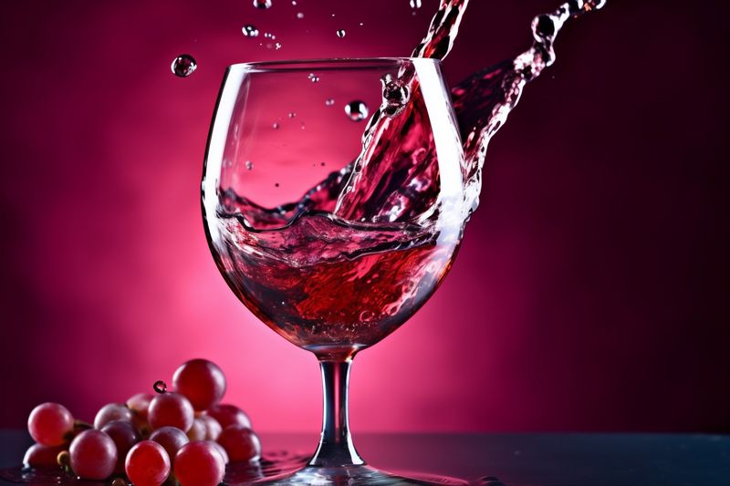 wineglass drink gradient background party closeup glass alcohol liquid red wine. Generative AI.