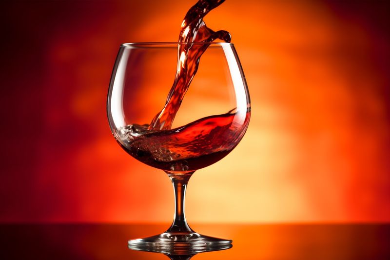 wine liquid glass beverage gradient closeup red party background alcohol drink. Generative AI.