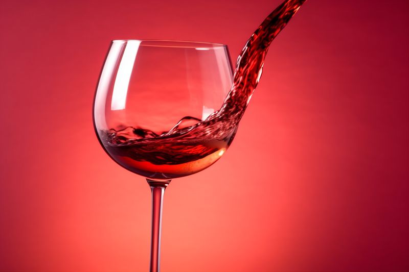 bar wine glass alcohol liquid drink party gradient background closeup red. Generative AI.