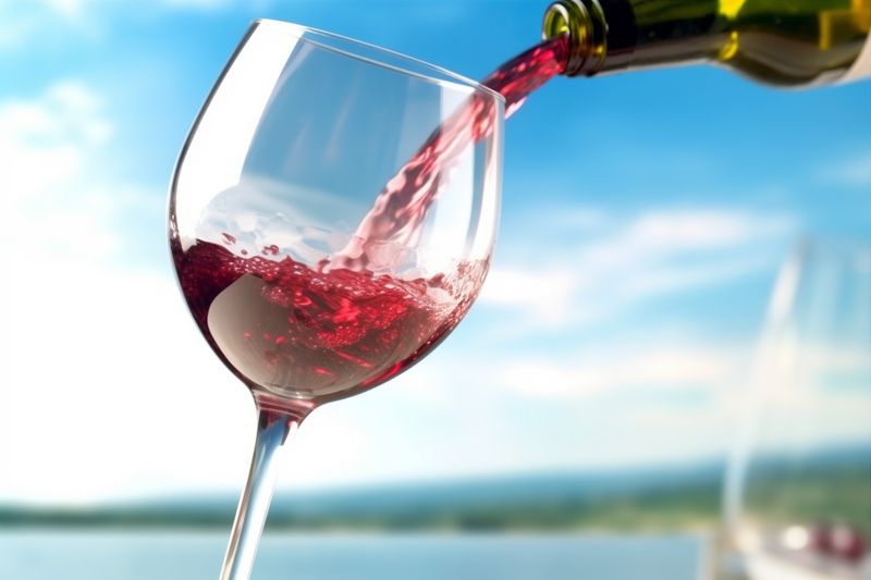 liquid party drink closeup alcohol wine white red gradient glass background. Generative AI.